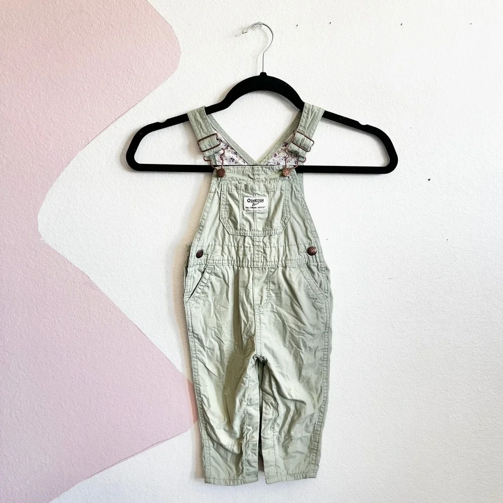 Oshkosh B'Gosh Girls 12m Overalls Green Classic Cottagecore